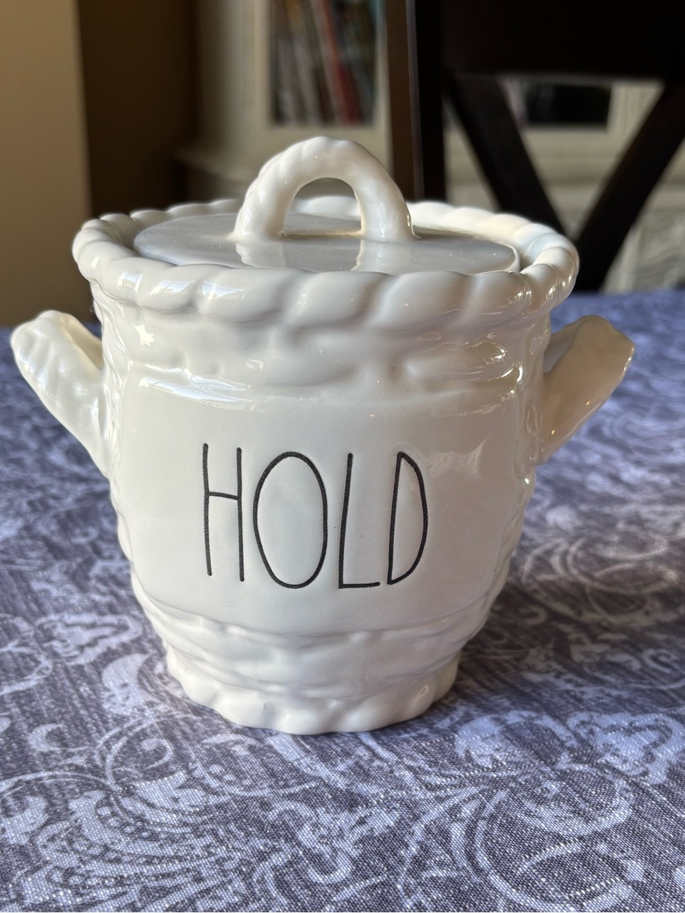 Rae Dunn by Magenta Ceramic HOLD Weave Basket Canister With Lid